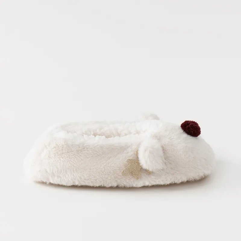 Тапочки-носки женские, домашние, искусственный мех/шерпа, бежевые, Олень, Funny warm