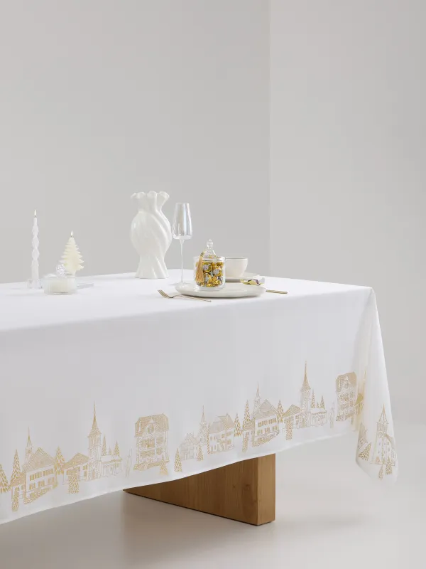 Дастархан, 170х250 см, полиэстер, сүт түстес, Алтын үйлер, Bowery, image-6