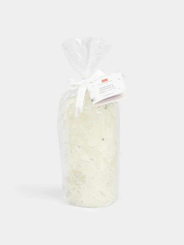 Шам, 8х16 см, сүт және күміс түстес, Қатқан қар, Snowy candle, image-3