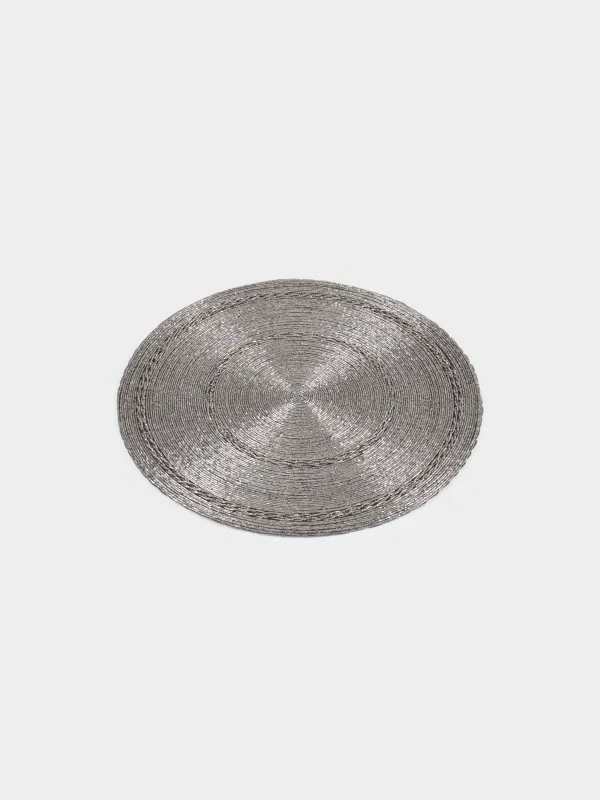 Аспаптарға арналған майлық, 36 см, моншақтар, дөңгелек, қою сұр, Shiny beads, image-1