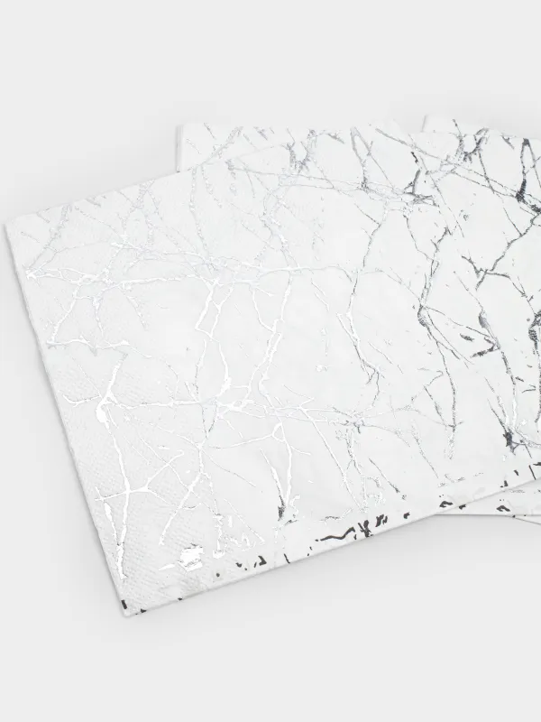 Қағаз майлықтар, 33х33 см, 20 дана, ақ, күміс мәрмәр, Maniera, image-2