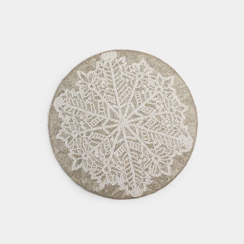 Аспаптарға арналған майлық, 36 см, моншақтар, дөңгелек, күміс, Қар ұшқыны, Art beads