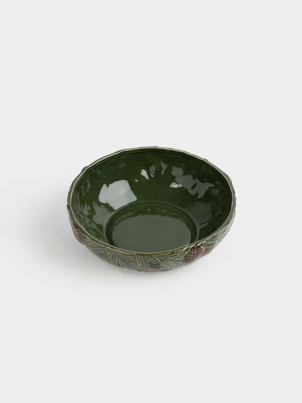 Салатник, 23х8 см, 1,7 л, керамика D, зеленый, Шишки на еловых ветках, Forest whispers, image-1