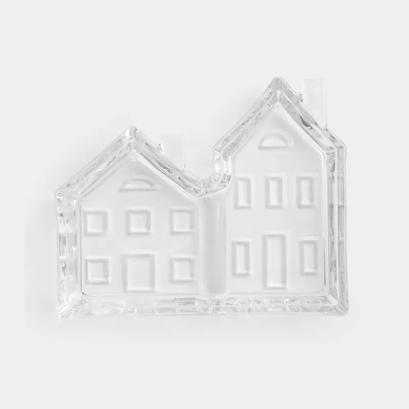 Менажница, 18х14 см, 2 отд, стекло, Дома, House shape