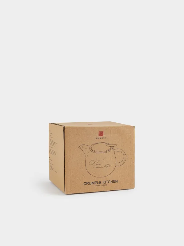 Чайник заварочный, 500 мл, фарфор P/сталь, молочно-золотистый, Мятый эффект, Crumple kitchen, image-6