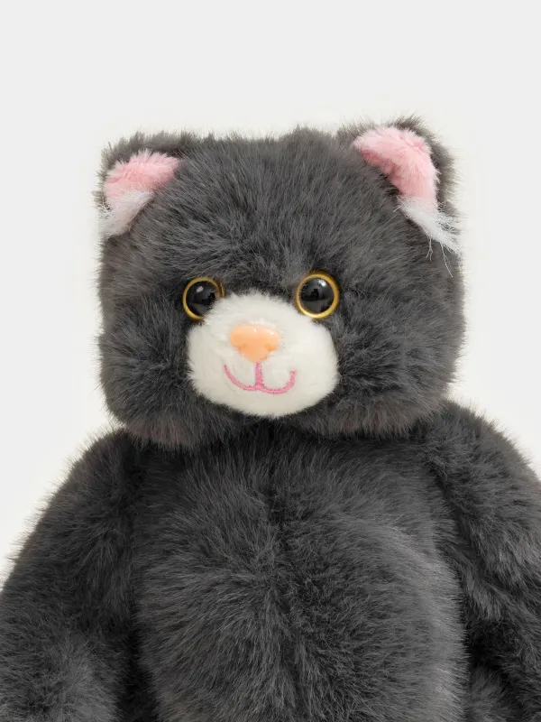 Ойыншық, 30 см, жұмсақ, жылжымалы табандары бар, полиэстер/пластик, графит, Мысық, Cat, image-6