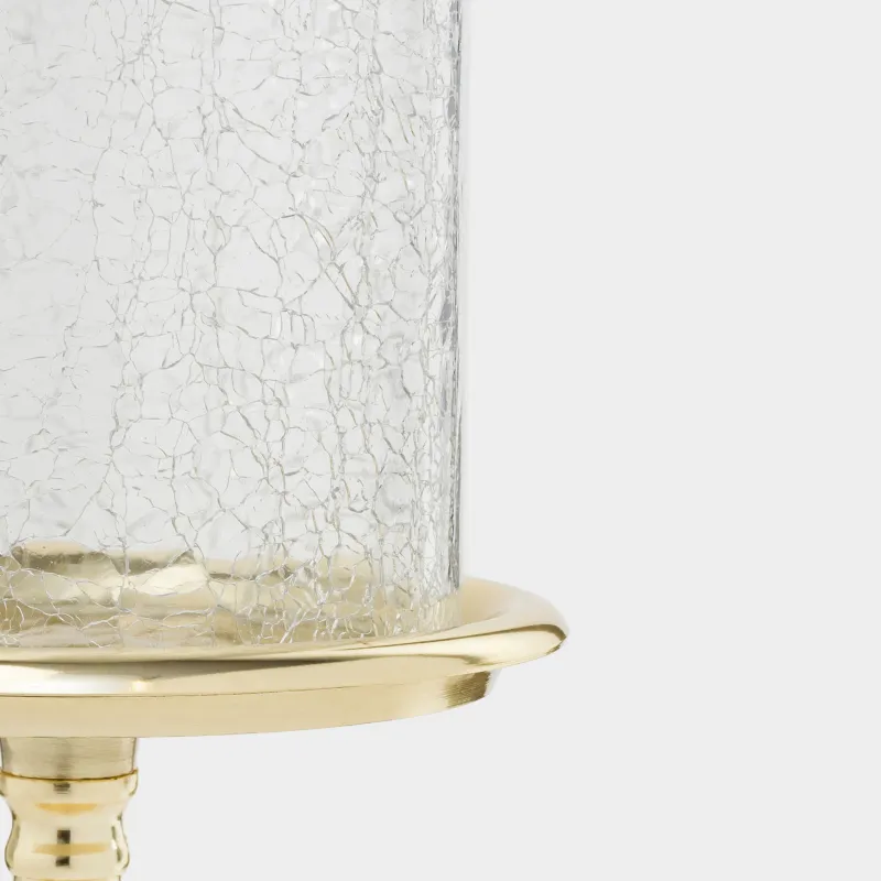 Шам ұстағыш, 26 см, шай/цилиндрлік шамға арналған, аяқты, металл/шыны, алтын, Кракелюр, Fantastic Ice, image-2