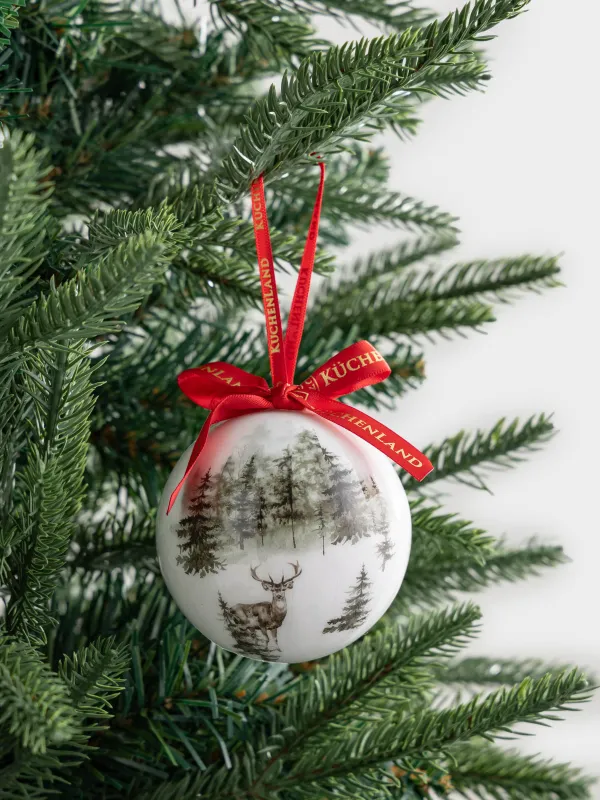 Игрушка елочная, 7 см, пенопласт, Шар, Олень, Ball print, image-2