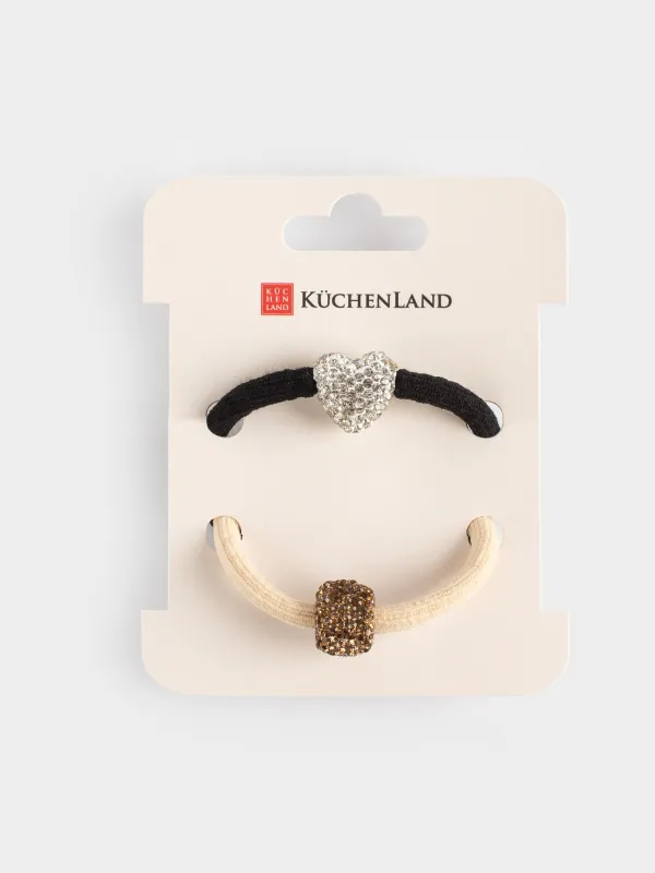 Шашқа арналған резеңкелер жиынтығы, 6 см, 2 дана, полиэстер/металл, күміс/шампан, Gracile, image-3