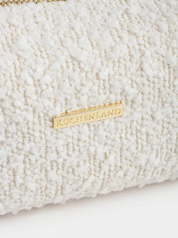 Косметикалық сөмке, 20х7 см, тұтқасы бар, букле, сүт түстес, Boucle beauty, image-1