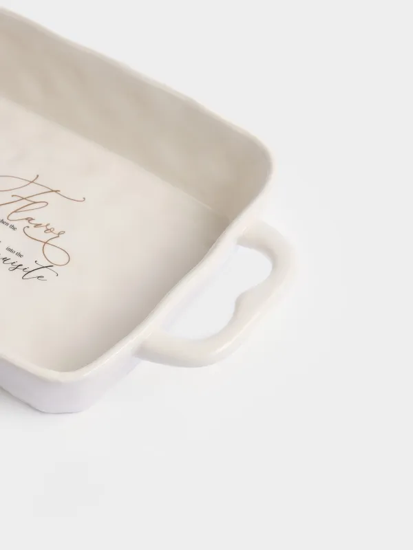 Пісіруге арналған ыдыс, 31х20 см, керамика, тікбұрыш, сүт түстес, Crumple kitchen, image-2