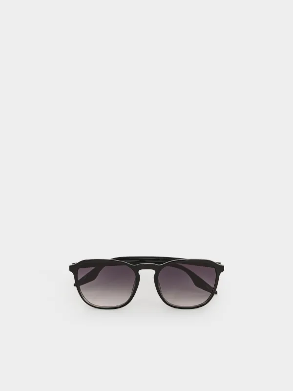 Очки солнцезащитные, пластик, прямоугольные, черные, Панто, Eyewear, image-0