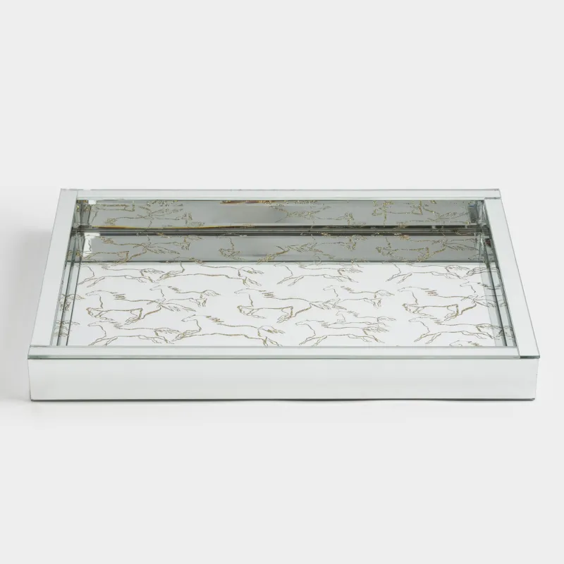 Науа, 38х26 см, шыны, тікбұрыш, айна, алтын, аттар, Glossy