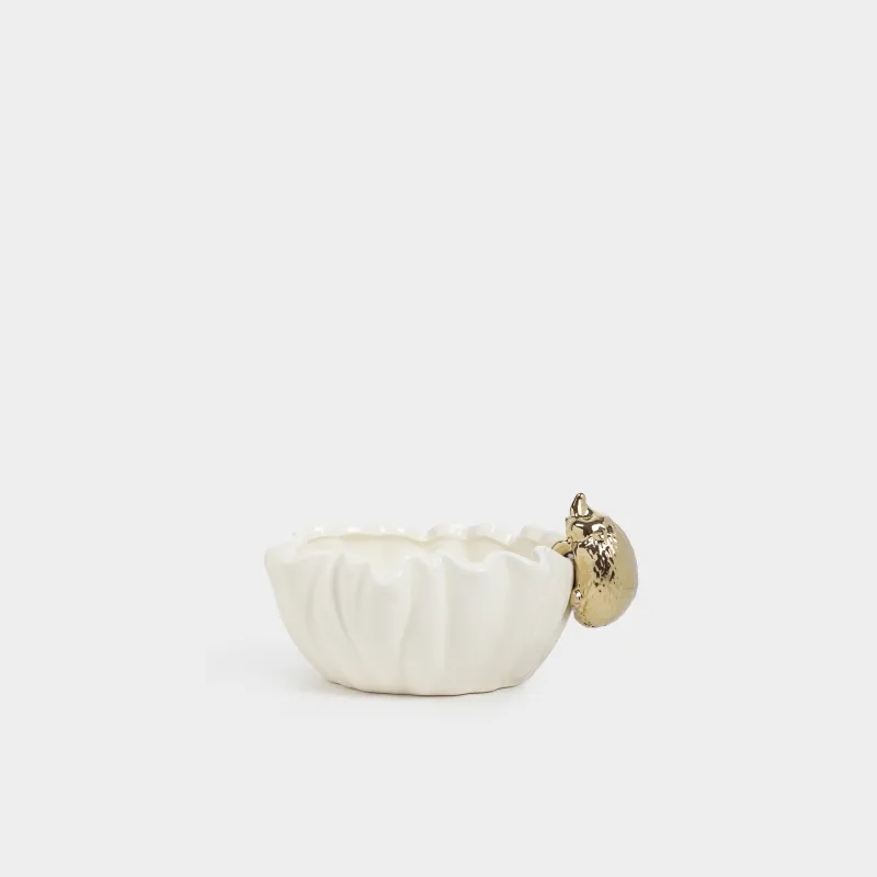 Салат ыдысы, 18х10 см, 580 мл, керамика, сүт-алтын түстес, Кірпі, Golden glow