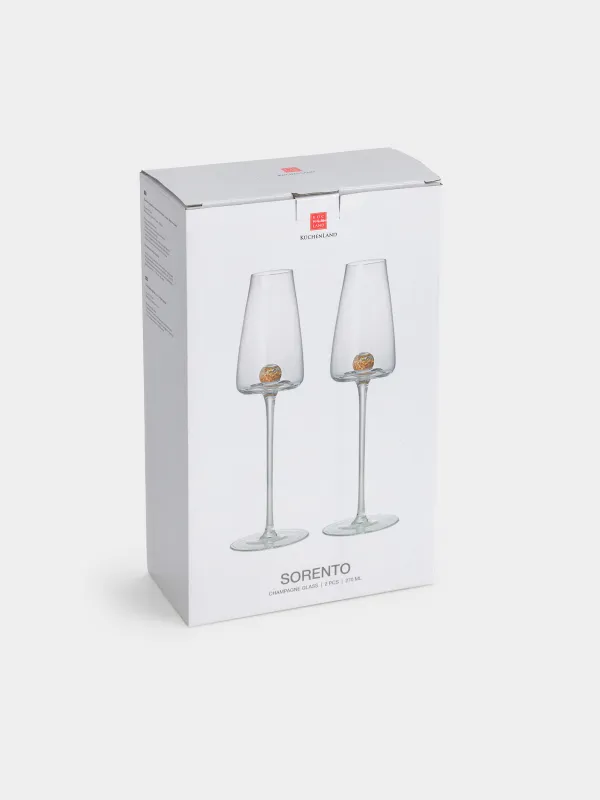 Бокал для шампанского, 270 мл, 2 шт, кристальное стекло, Янтарный шар, Sorento globular, image-6