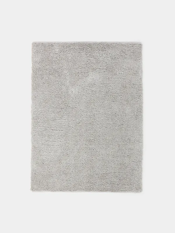 Кілем, 150х210 см, полиэстер / мақта, сұр, Пушистый қадалар, Монотон, image-0
