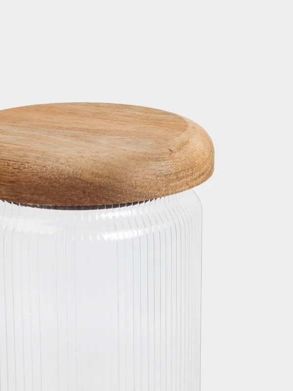 Сусымалы өнімдерге арналған құты, 700 мл, шыны Р/ағаш, Ribby wood, image-1