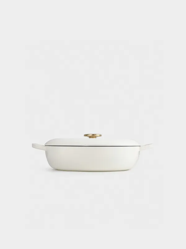 Сотейник, 31 см, 4,3 л, с крышкой, чугун, молочный, Light kitchen, image-5