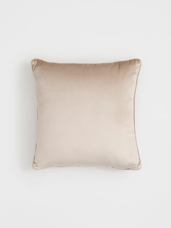 Подушка декоративная, 50х50 см, вельвет/бисер, бежевая, Бабочка, Bugs, image-1