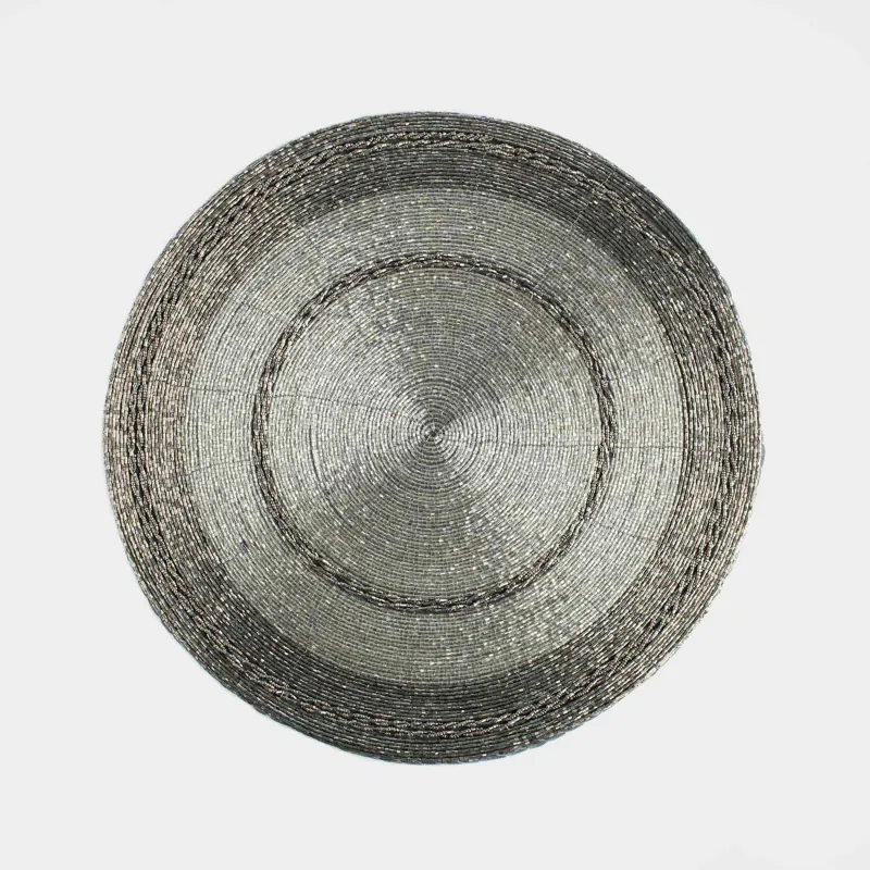 Аспаптарға арналған майлық, 36 см, моншақ, дөңгелек, қою сұр, Circle beads