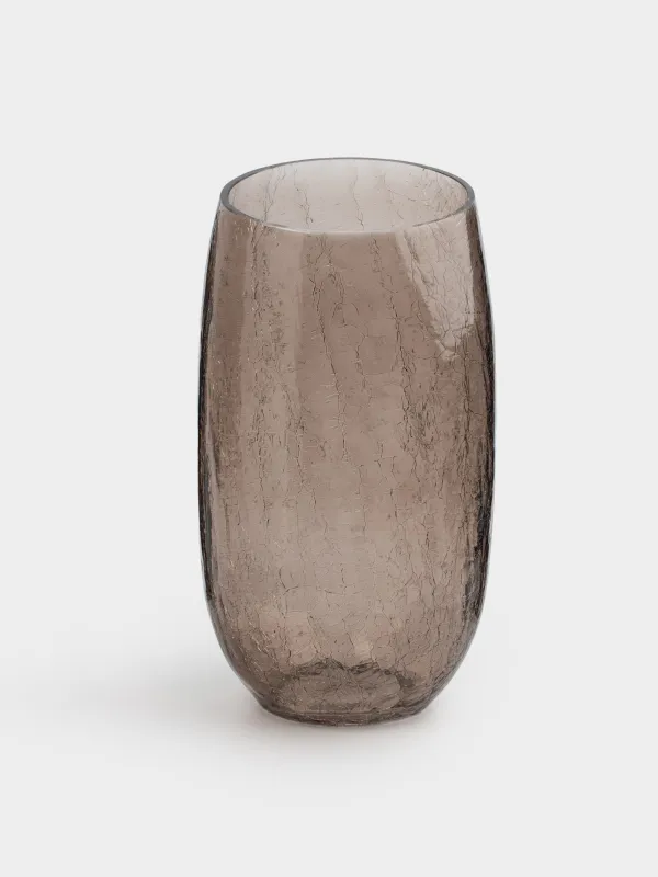 Гүл вазасы, 26 см, шыны, қоңыр, Кракелюр, Ice, image-1