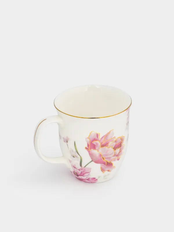 Саптыаяқ, 350 мл, фарфор F, ақ, алтын жиегі бар, Үлкен гүл, Bloome, image-1