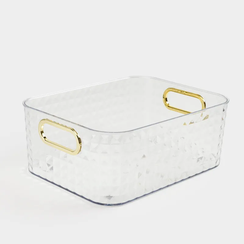 Жәшік-органайзер, 27х21х10 см, шаруашылық, алтын тұтқалары бар, пластик, Kandy