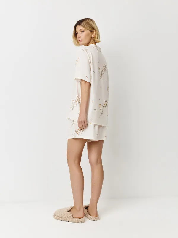 Әйелдер шорттары, үйге арналған, өлшемі L, вискоза, сүт түстес, Гүлдер, Norla, image-4