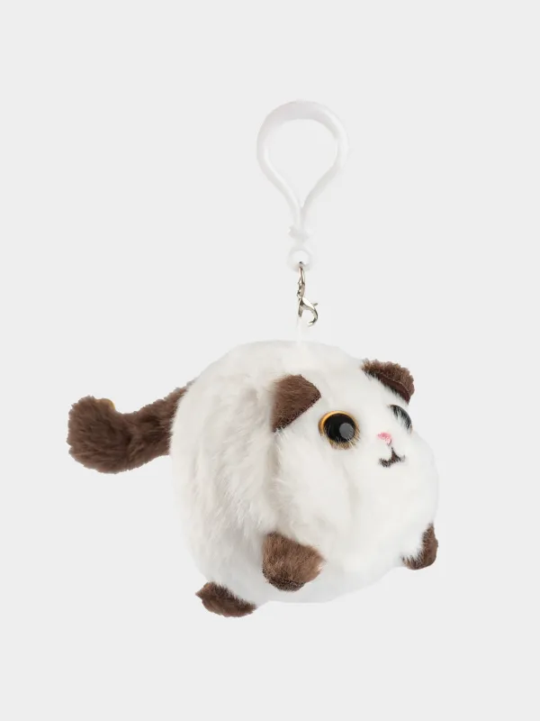 Салпыншақ, 9 см, жұмсақ, бұралатын, полиэстер/пластик, ақ, Мысық, Cat, image-1