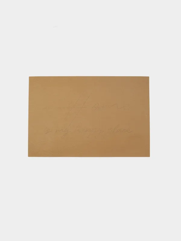 Салфетка под приборы, 30x45 см, ПВХ/полиэстер, коричневая, Home is my happy place, Rock, image-0