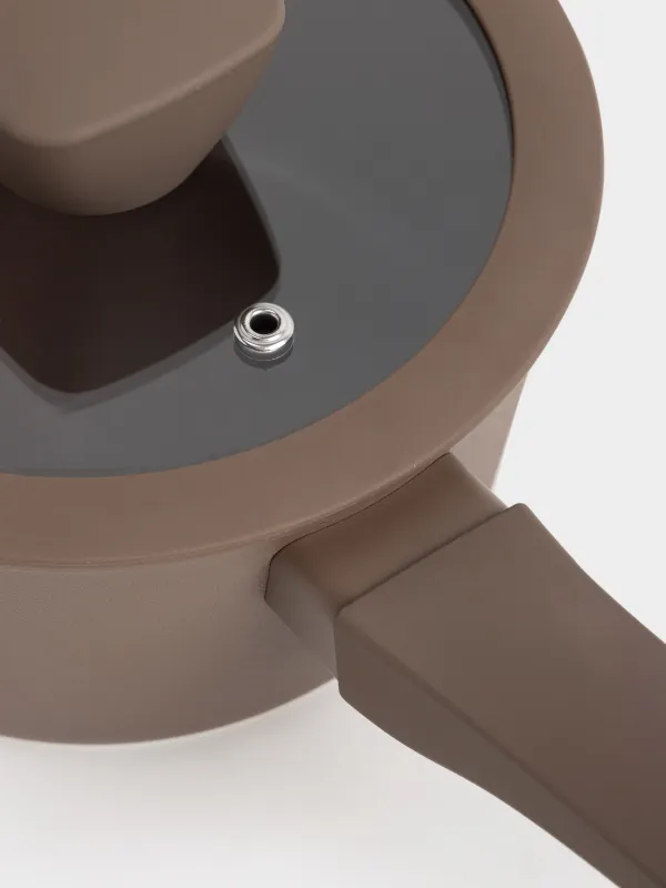 Ковш, 16 см, 1,3 л, с крышкой, с покрытием, алюминий, коричневый, Brown rock, image-3