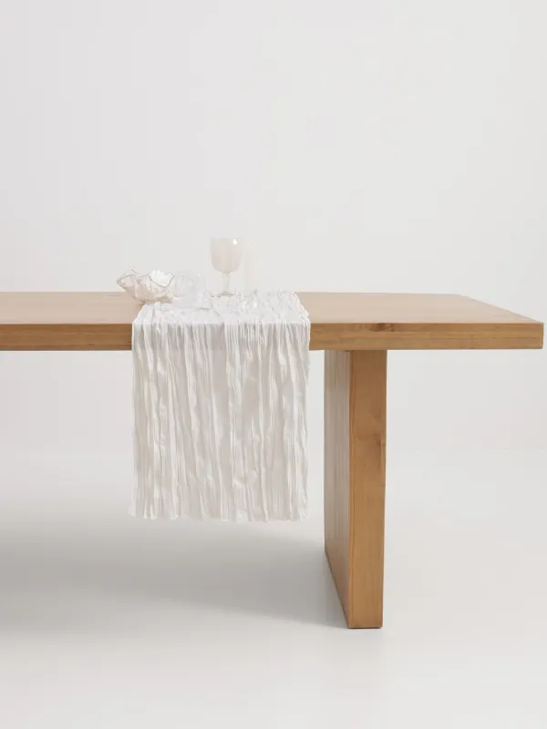 Дорожка настольная, 40х160 см, полиэстер, белая, Мятый эффект, Wavy white, image-3