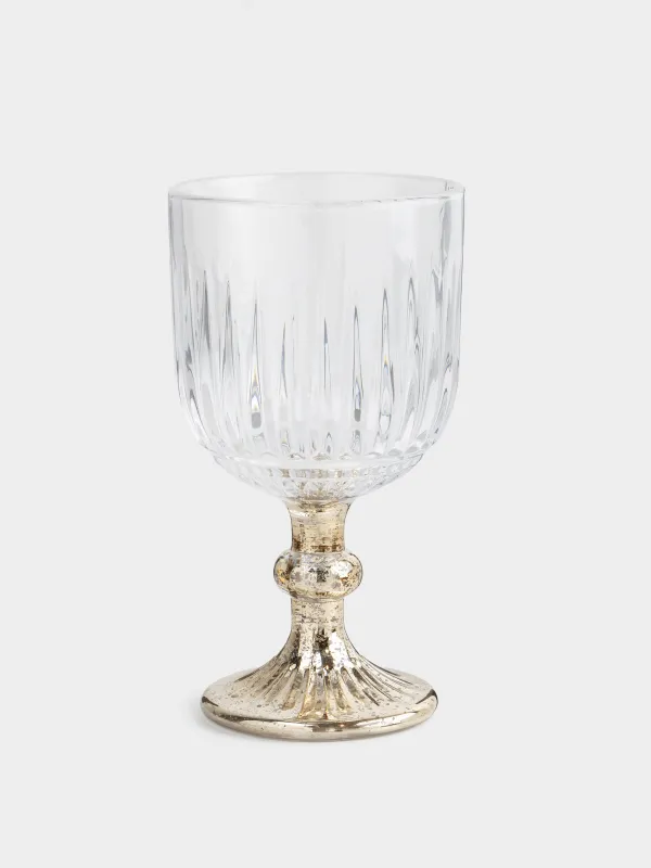 Бокал-кубок для вина, 350 мл, стекло Р, Золотистая ножка, Patina, image-0