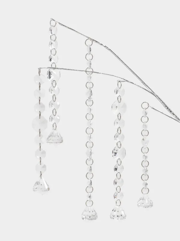 Ветка декоративная, 55 см, Серебристые кристаллы, Crystal decor, image-1