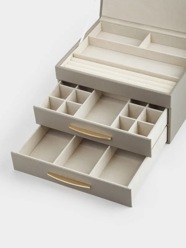 Зергерлік қорап, 27х14 см, жасанды былғары/МДФ, сұр, Premiere, image-3