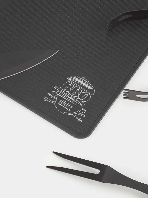 Барбекюге арналған жиынтық, 4 зат, былғары қорапта, болат/ағаш/эко-былғары, BBQ, image-2