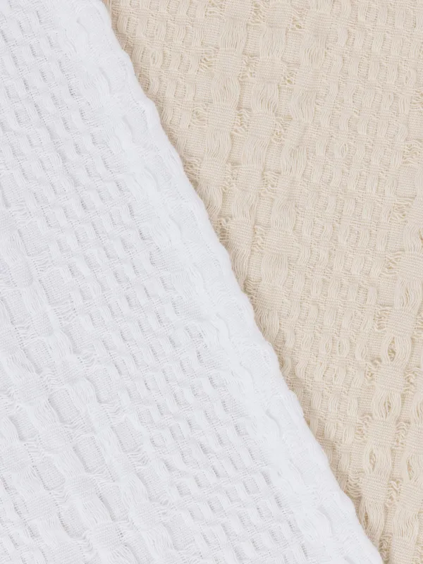 Асүйлік сүлгі, 40х60 см, 2 дана, мақта, ақ/сарғылт-қоңыр, Waffle, image-5