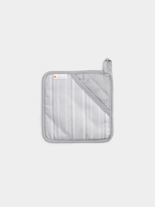 Қолғап ұстағыш, 18 см, силикон/мақта, шаршы, сұр, Жолақ, Bakery, image-0