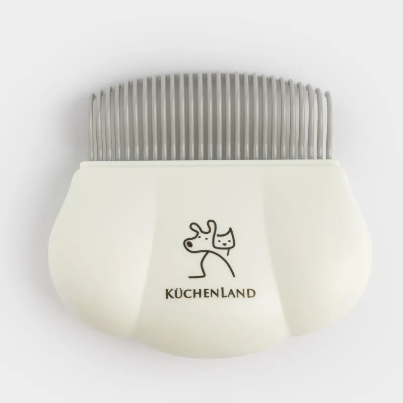 Жануарлардың жүніне арналған тарақ, 9 см, пластик, ақ, табан, Pet, image-0