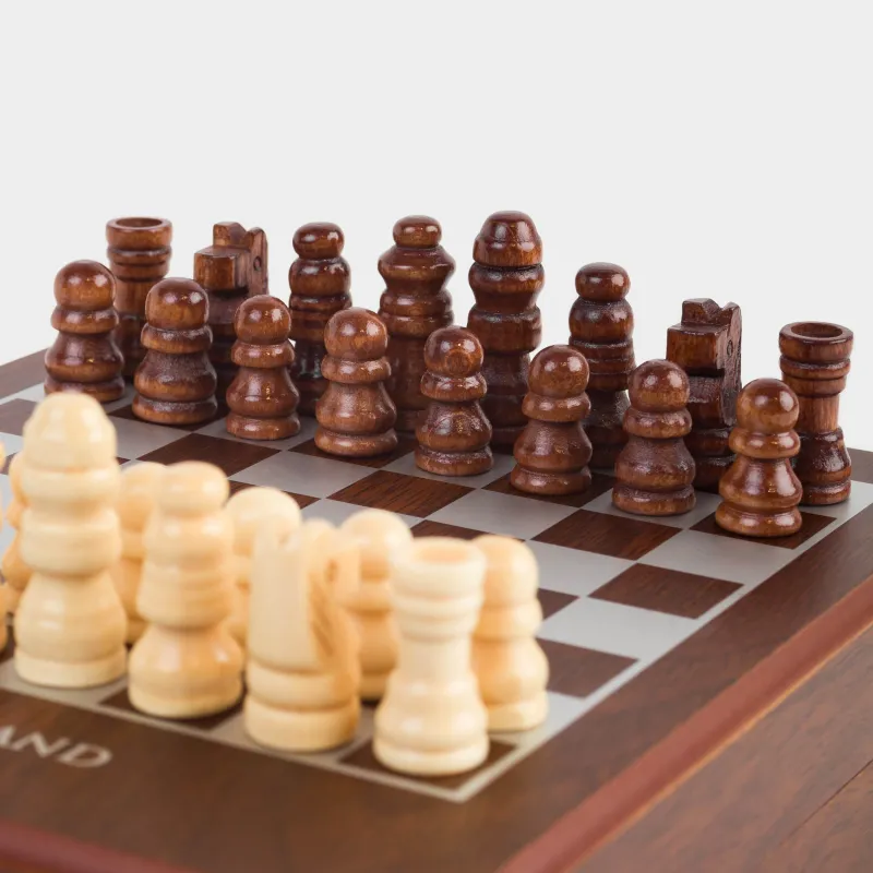 Үстел ойындарының жиынтығы, 17х15 см, карталар/сүйектер/шахмат, ағаш/пластик, Sabal, image-2