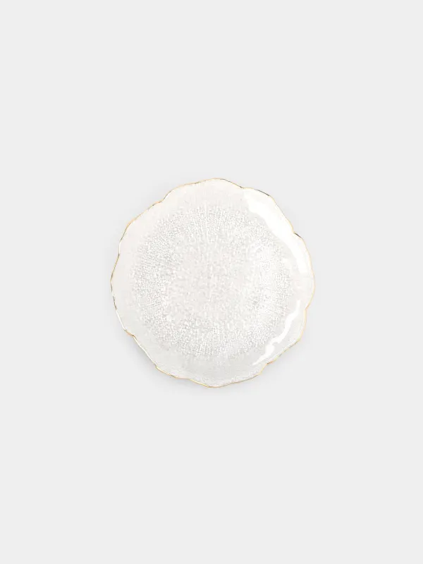 Жеңіл тағамдар тәрелкесі, 21 см, шыны, алтын жиегі бар, Berg, image-0