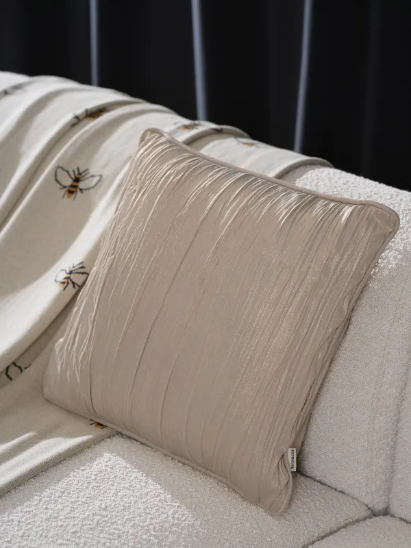 Сәндік жастық, 45х45 см, барқыт, сүтті алтын, Толқындар, Aspect, image-4