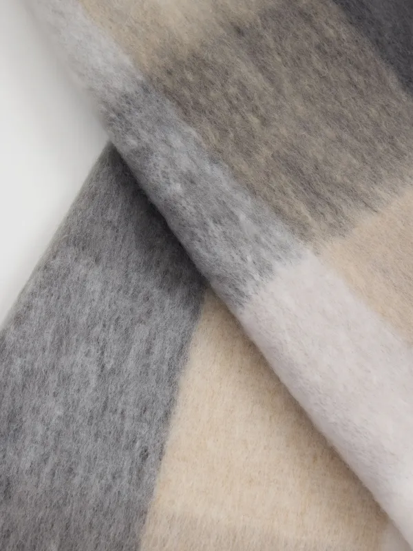 Әйелдер шарфы, 180х50 см, жиектері бар, полиэстер, сұр және сарғылт-қоңыр, Тор, Loop, image-2