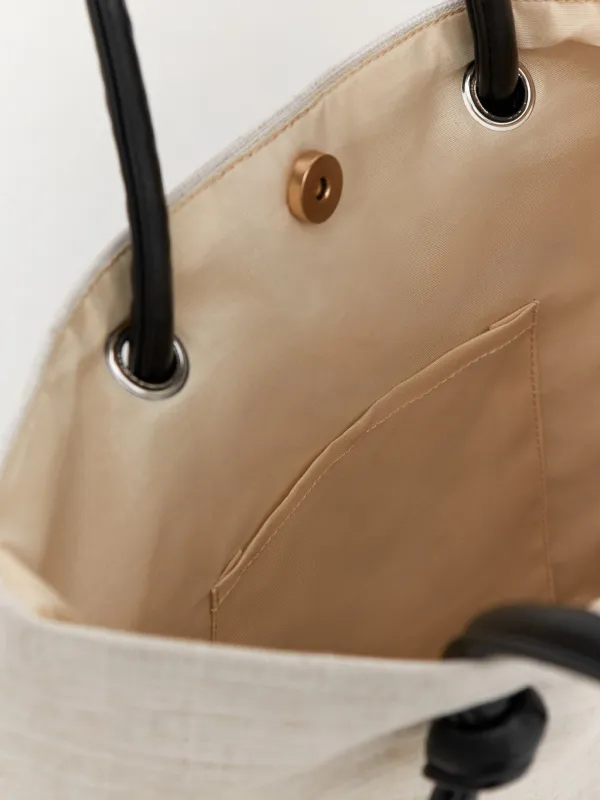 Сумка-шоппер, 35х38 см, на магнитном замке, канвас, бежевая, Solo, image-1