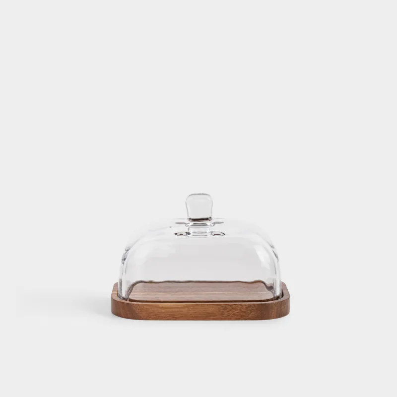 Масленка, 16 см, дерево/стекло, прямоугольная, Noble tree