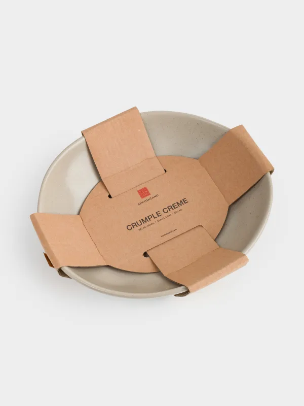 Салат ыдысы, 22х6 см, мл, керамика, сарғылт-қоңыр, Мыжылған әсер, Crumple creme, image-5