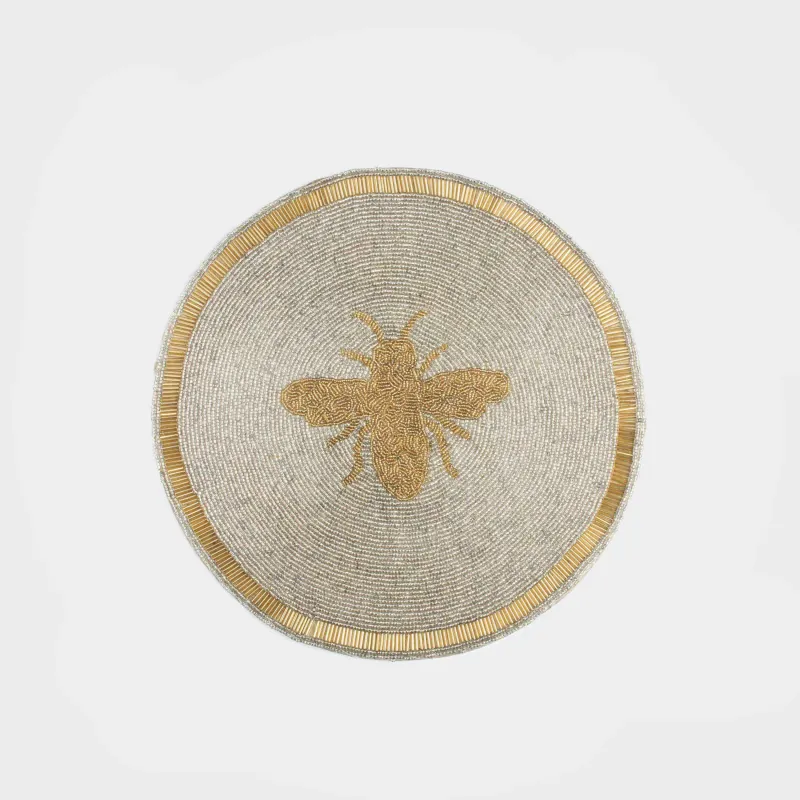 Аспаптарға арналған майлық, 36 см, моншақтар, дөңгелек, сүт-алтын түстес, Ара, Art beads