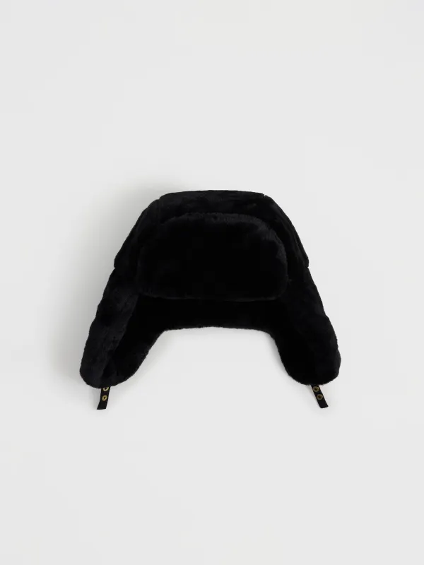 Әйелдер құлақшын-бас киімі, бірыңғай өлшем, жасанды үлбір, қара, Furry, image-5