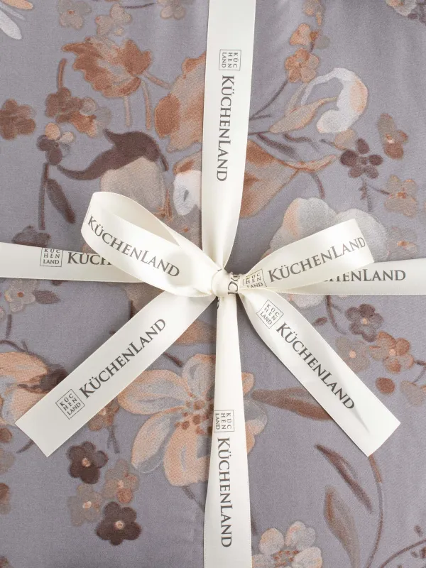 КПБ евро, тенсель 300 ТС, серый, Цветы и листья, Tencel, image-5