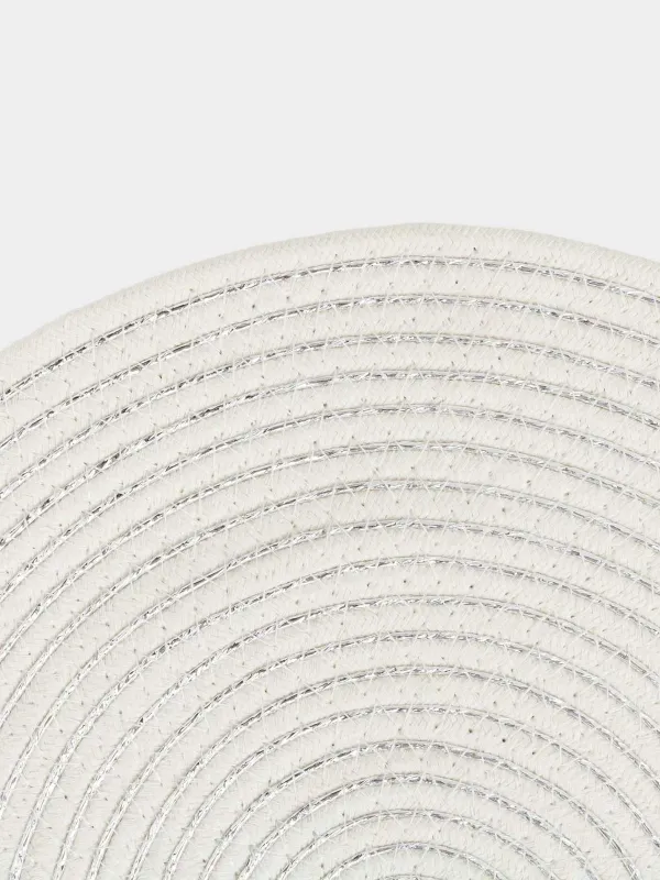 Салфетка под приборы, 38 см, полиэстер, круглая, белая, Ropes, image-1